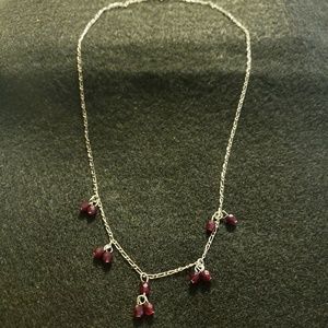 Dainty Pendant Necklace silver/dark red